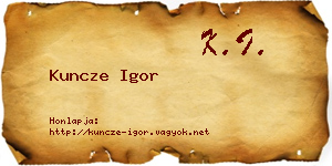 Kuncze Igor névjegykártya